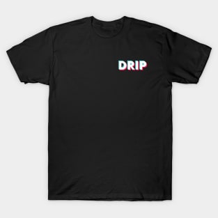 Drip Glitch White Small Logo T-Shirt